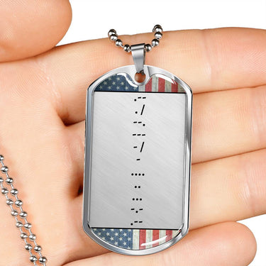 Morse Code (American Flag) Dog Tag Necklace - Love You This Much